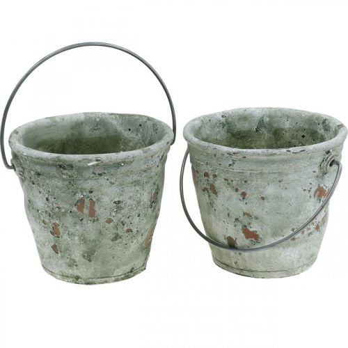 Floristik24 Cubo decorativo, cerámica para plantar, decoración de jardín, cubo de plantas con óptica antigua Ø13,5cm H12cm 2ud