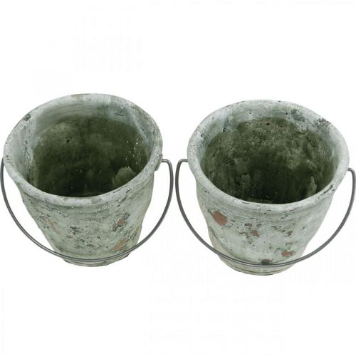 Floristik24 Cubo decorativo, cerámica para plantar, decoración de jardín, cubo de plantas con óptica antigua Ø13,5cm H12cm 2ud