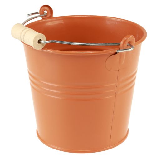 Artículo Jardinera decorativa de metal con forma de cubo naranja marrón Ø16cm H14,5cm 1,6L