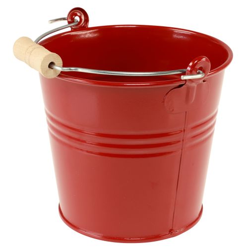 Floristik24 Jardinera decorativa de metal cubo rojo Ø16cm H14,5cm 1,6L