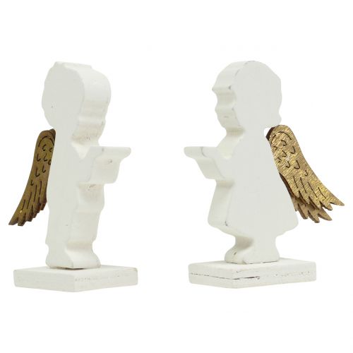 Floristik24 Deco Angel blanco con alas doradas 8,5cm 8pcs
