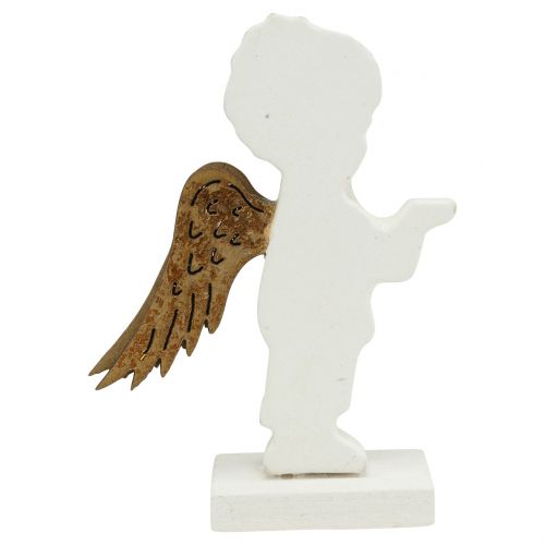 Floristik24 Deco Angel blanco con alas doradas 8,5cm 8pcs
