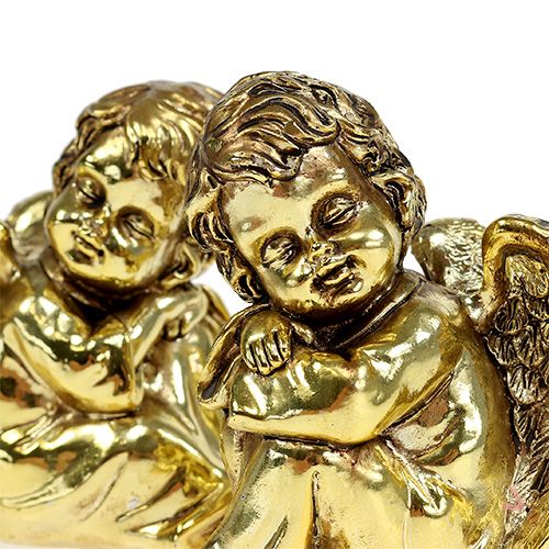 Artículo Ángel decorativo sentado oro, brillante 9cm 4pcs