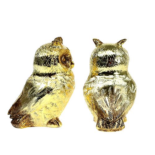 Floristik24 Deco búho dorado, brillante 12cm 4pcs