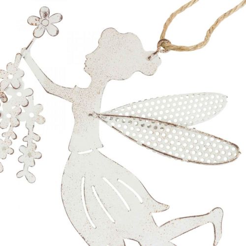 Artículo Hada decorativa decoración de ventana primavera metal elfo blanco 15×10cm 2 piezas