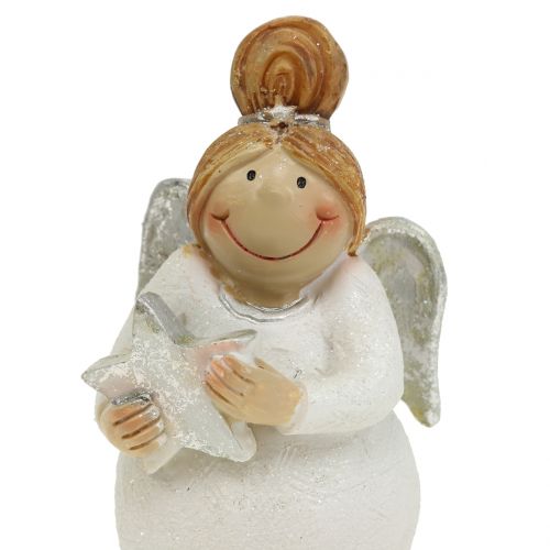Floristik24 Deco Figurine Angel con Estrella Blanca, Plata 10cm 2pcs