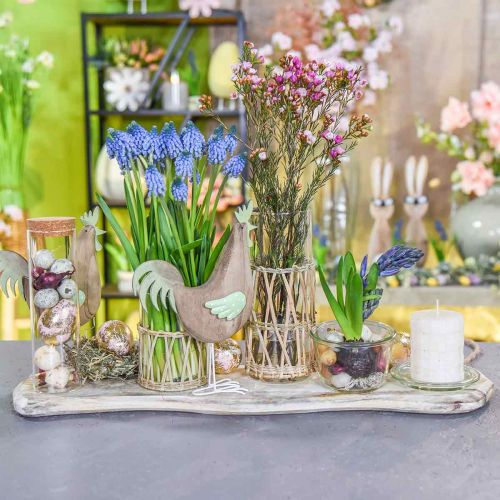 Figura decorativa gallo madera metal verde decoración de mesa Pascua H23cm | Floristik24.es