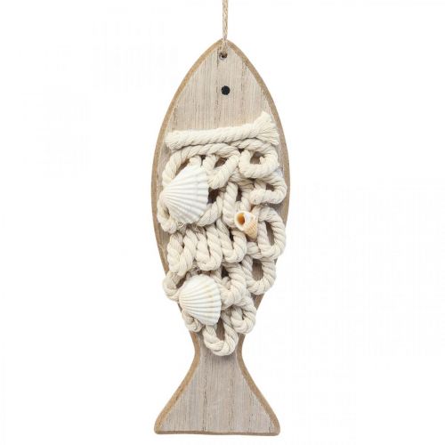 Deco pez colgante pez de madera decoración marítima madera 6.5×19.5cm