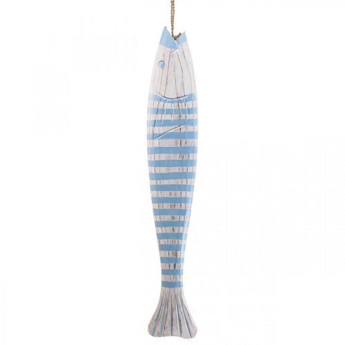 Artículo Pez decorativo de madera Pez de madera para colgar azul claro Al. 57,5 cm