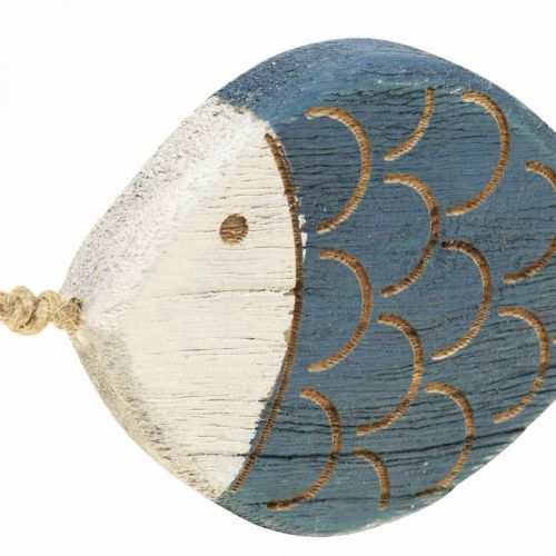 Artículo Pez decorativo decoración colgante marítima pez de madera azul H11cm 6 piezas