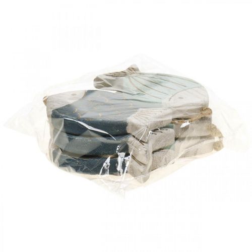 Artículo Pez decorativo decoración colgante marítima pez de madera azul H11cm 6 piezas