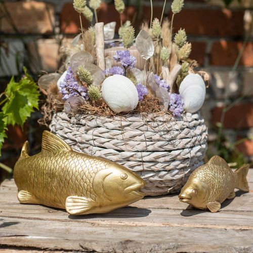 Floristik24 Pez decorativo para poner, escultura pez poliresina dorado grande L25cm