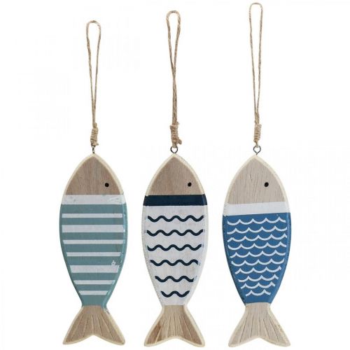 Artículo Pez deco, decoración de pez de madera, colgante de pez de madera 15cm 3pcs