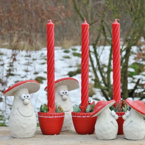 Floristik24 Maceta roja con portavelas Maceta decorativa hormigón Ø10cm H8cm 4pcs