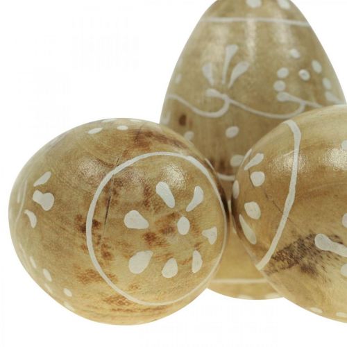 Floristik24 Huevos de madera, huevos decorativos, huevos de Pascua de madera de mango 8×5cm 6 piezas
