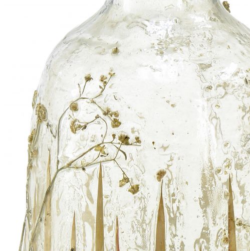 Floristik24 Jarrón decorativo de vidrio con auténtica decoración de gypsophila Ø9,5cm H18cm