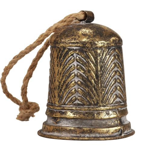 Floristik24 Campana decorativa de metal, decoración de campana navideña aspecto anik dorado Ø10,5cm×13cm