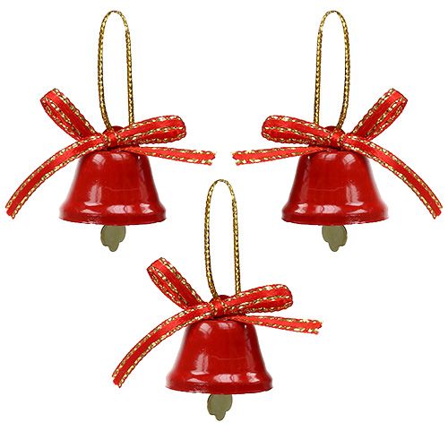 Floristik24 Campana decorativa roja 2,5cm 12pcs