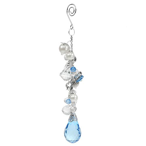 Percha deco plata, azul L 23 cm