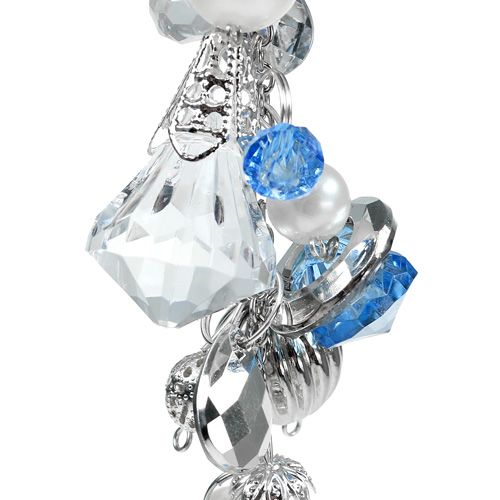 Floristik24 Percha deco plata, azul L 23 cm