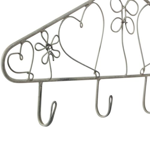 Floristik24 Perchero decorativo con ganchos vintage gris 40×23cm