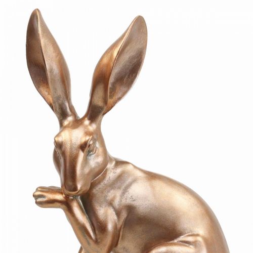 Floristik24 Deco conejito dorado sentado par de conejitos de pascua Al.30,5 cm 2 uds.