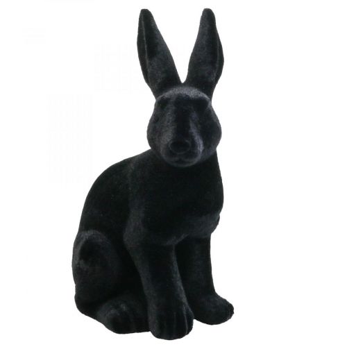 Floristik24 Decoración Conejo de Pascua grande Cerámica flocada negra Al. 42,5 cm