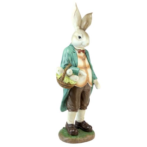 Floristik24 Figura decorativa de conejito, conejo, hombre, cesta, huevos de Pascua, Al. 39 cm