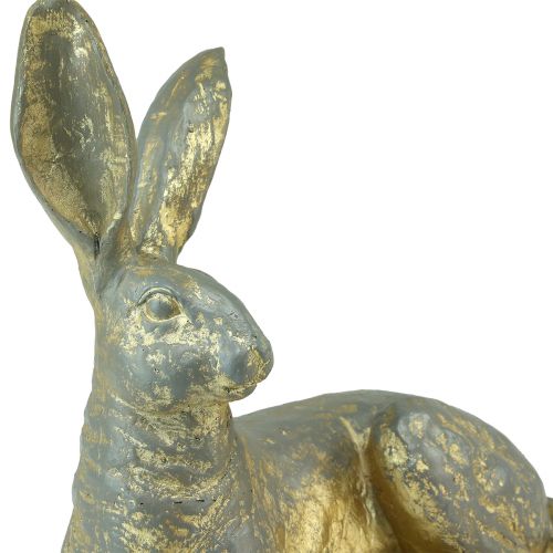 Floristik24 Figura decorativa Conejito tumbado dorado gris Pascua 27x13x25cm