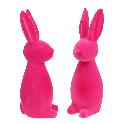 Floristik24 Deco conejito flocado rosa 30cm 2pcs