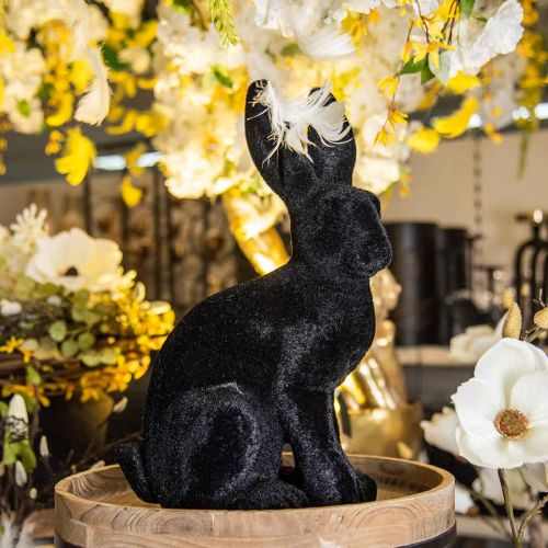 Artículo Decoración Conejo de Pascua grande Cerámica flocada negra Al. 42,5 cm