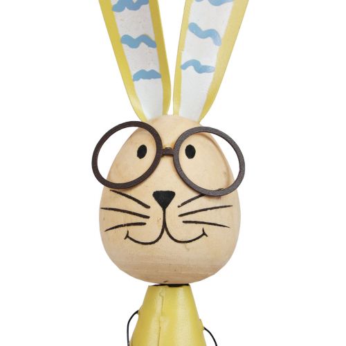 Artículo Conejito decorativo con gafas Decoración de Pascua madera metal Conejito de Pascua 29cm 2 piezas