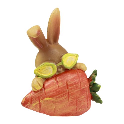 Artículo Conejito decorativo con zanahoria Figuras decorativas de conejitos de Pascua Al. 5,5 cm 6 piezas