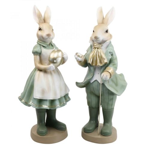 Deco conejo pareja de conejos figuras vintage H40cm 2pcs