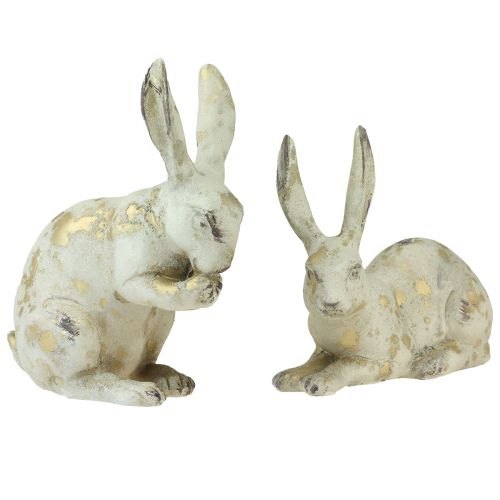 Artículo Conejos decorativos sentados de pie oro blanco Al.12,5x16,5cm 2 piezas