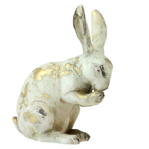 Artículo Conejos decorativos sentados de pie oro blanco Al.12,5x16,5cm 2 piezas