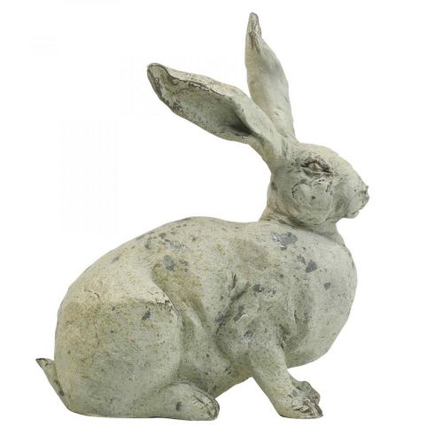 Artículo Conejo decorativo aspecto de piedra sentada decoración de jardín H30cm 2pcs