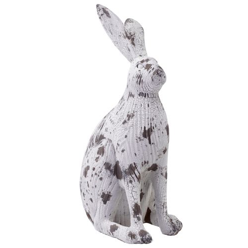 Artículo Conejitos decorativos blanco vintage aspecto madera Pascua Al. 14,5/24,5 cm 2 unidades