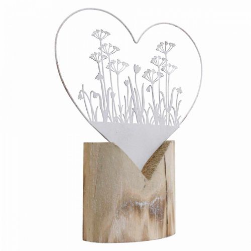 Floristik24 Corazón decorativo standee metal madera blanco primavera decoración Al.31cm