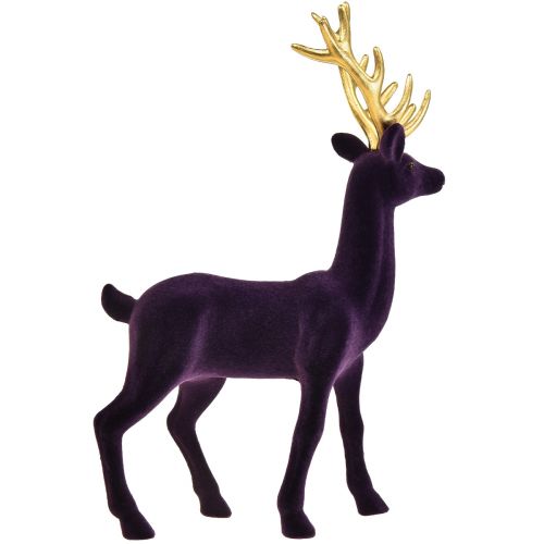 Floristik24 Figura decorativa ciervo reno oro púrpura flocado Al. 37 cm