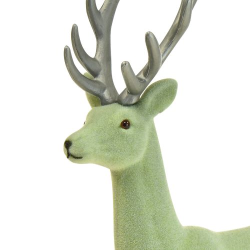 Artículo Figura decorativa decorativa de reno y ciervo navideño verde gris Al. 37 cm