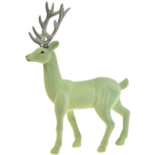 Artículo Figura decorativa decorativa de reno y ciervo navideño verde gris Al. 37 cm