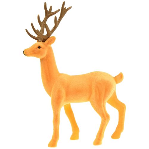 Artículo Figura decorativa ciervo reno amarillo marrón flocado 37cm