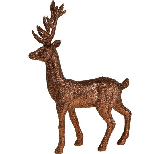 Artículo Figura decorativa decorativa de cobre, ciervo, reno, purpurina, Al. 37 cm