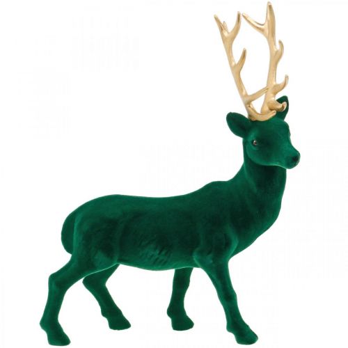 Artículo Deco ciervo de pie verde dorado decoración navideña figura 40cm