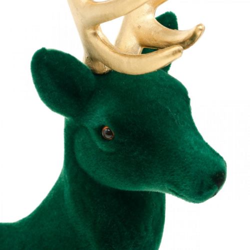 Artículo Deco ciervo de pie verde dorado decoración navideña figura 40cm