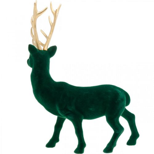 Artículo Deco ciervo de pie verde dorado decoración navideña figura 40cm