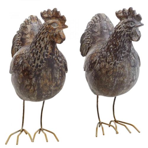 Deco pollos figura decorativa figura de jardín pollo vintage H17cm 2pcs