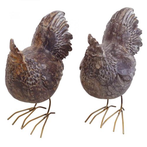 Floristik24 Deco pollos figura decorativa figura de jardín pollo vintage H17cm 2pcs