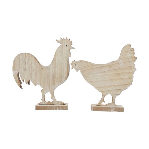 Floristik24 Pollo decorativo Decoración de Pascua Decoración de mesa de madera 14,5 cm, juego de 2